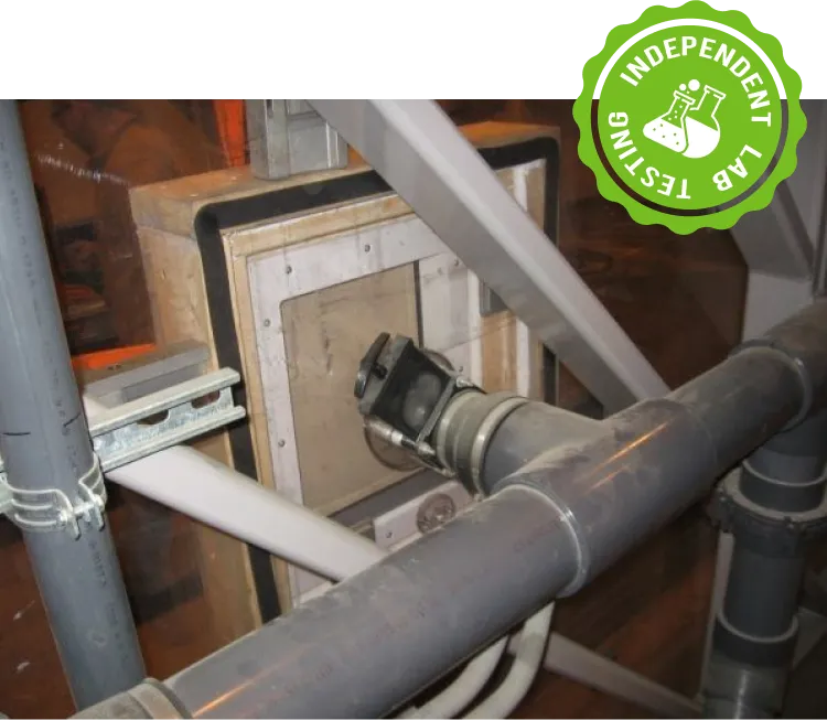 RANGER pet door in laboratory jig to test air leakage