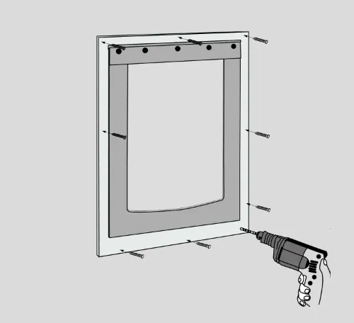 Illustration of attaching basic pet door