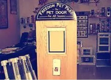 Early Freedom Pet Pass display in window store