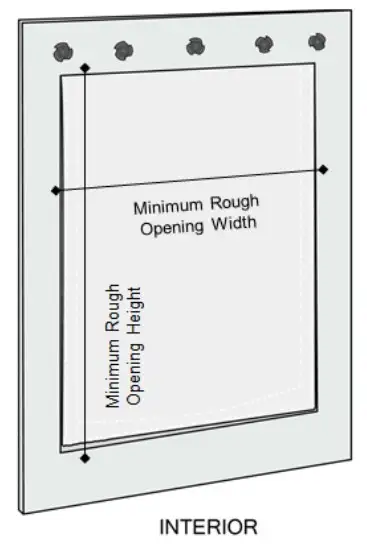 Basic door with rough opening measurements overlayed