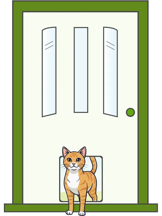 Illustration of door-mounted cat door