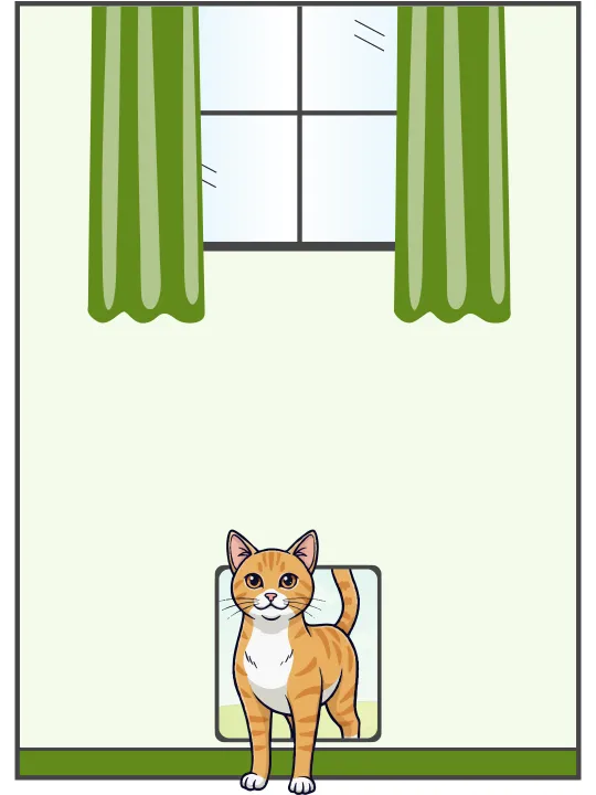 Illustration of wall-mounted cat door