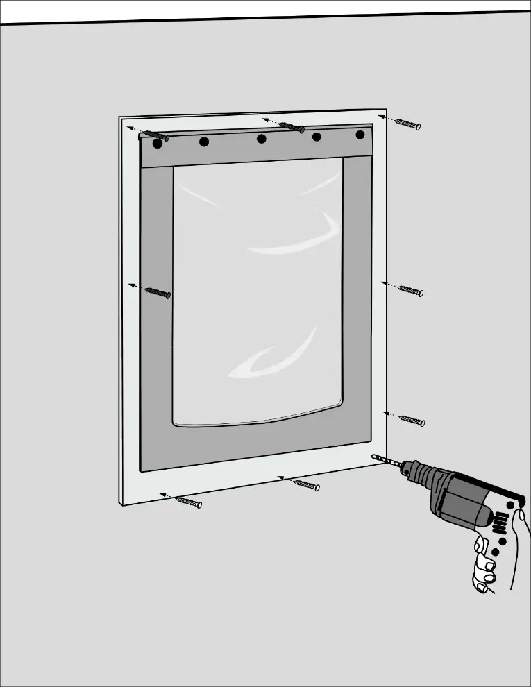 Sketch showing attachment of Basic pet door