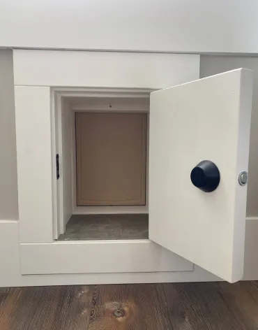 RANGER Cat Door with customer-engineered door on interior side.