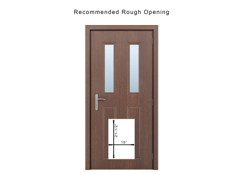 DM-L-RO Recommended rough opening for large is 21 1/2" x 15"