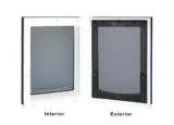 Door mounted white frame large RANGER pet door with grey flap