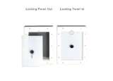 White frame door mounted small RANGER door with grey flap showing locking panel